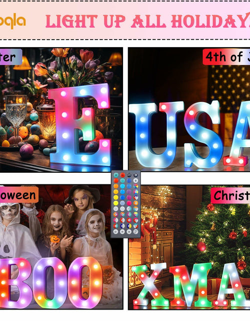 Load image into Gallery viewer, Pooqla Light Up Letters with Remote 34 Colors RGB LED Battery Operated P
