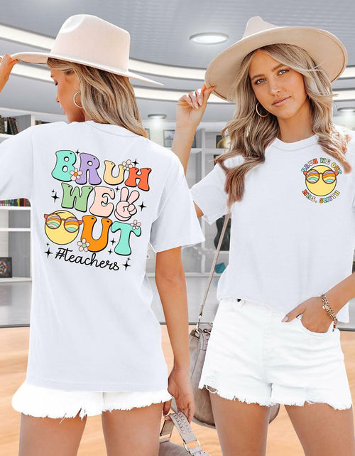 Load image into Gallery viewer, Teacher Shirts Women Last Day of School Bruh Letter Print White Size XL
