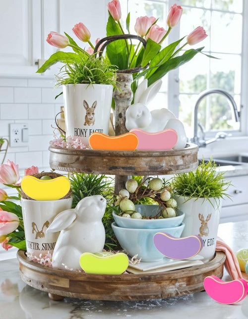 Load image into Gallery viewer, WATINC 6PCS Easter Jelly Beans Tiered Tray Decor Colorful Wooden Sign
