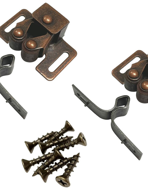 Load image into Gallery viewer, Heavy Duty Double Roller Catch Antique Copper 2 Sets
