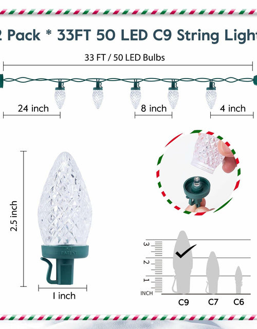 Load image into Gallery viewer, Brightown C9 LED Christmas String Lights 33ft 50 LED Warm White 2 Pack
