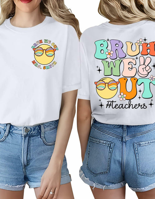 Load image into Gallery viewer, Teacher Shirts Women Last Day of School Bruh Letter Print White Size XL
