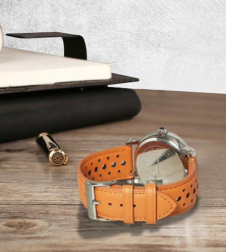Jeereal Leather Watch Band Strap 22mm Tan Genuine Leather