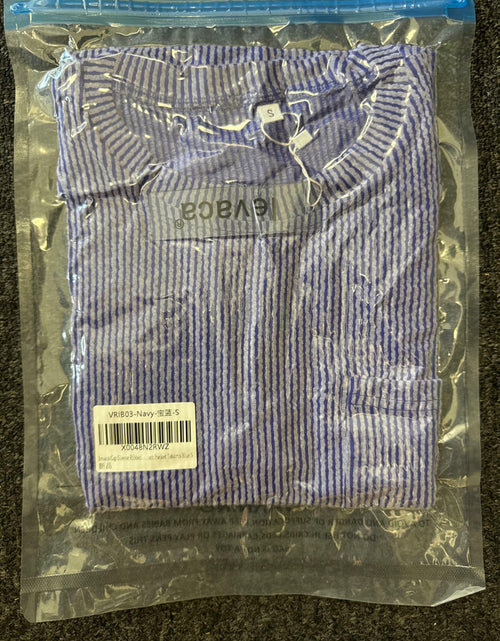 Load image into Gallery viewer, levaca Ribbed Cap Sleeve T Shirt with Front Pocket Blue Size S
