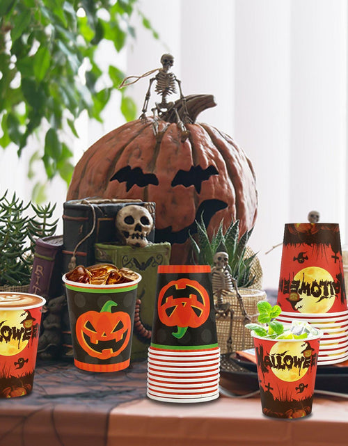 Load image into Gallery viewer, Crumya Pumpkin Disposable Paper Cups 9oz Halloween Party Supplies 40pcs
