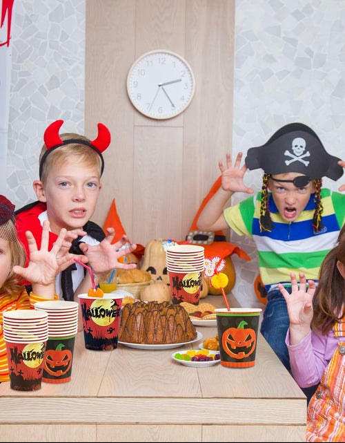Load image into Gallery viewer, Crumya Pumpkin Disposable Paper Cups 9oz Halloween Party Supplies 40pcs
