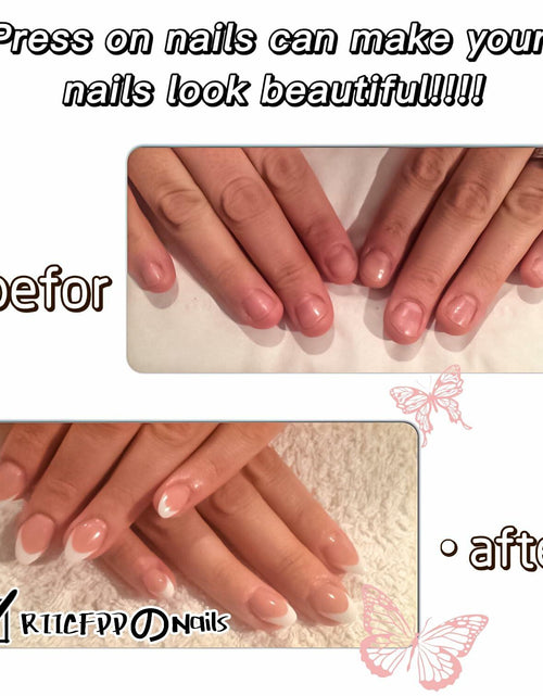 Load image into Gallery viewer, 24 Pcs Almond Medium White Acrylic Press On Nails Glitter Full Cover
