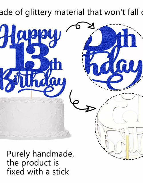 Load image into Gallery viewer, Sleyberoy Happy 16th Birthday Cake Topper Glitter Deep Blue 1 PCS
