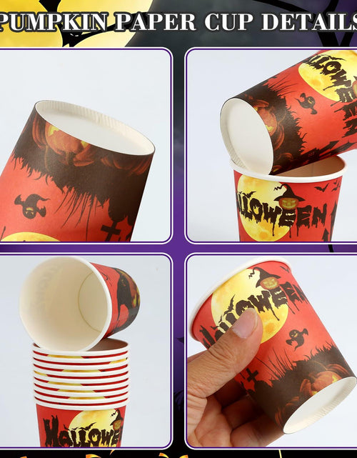 Load image into Gallery viewer, Crumya Pumpkin Disposable Paper Cups 9oz Halloween Party Supplies 40pcs
