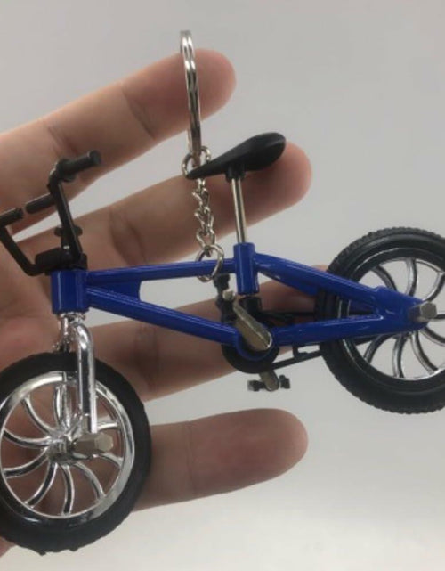 Load image into Gallery viewer, Blue Mini Bike Keychains Set of 3 Alloy Plastic Detachable Wheels Keyrings
