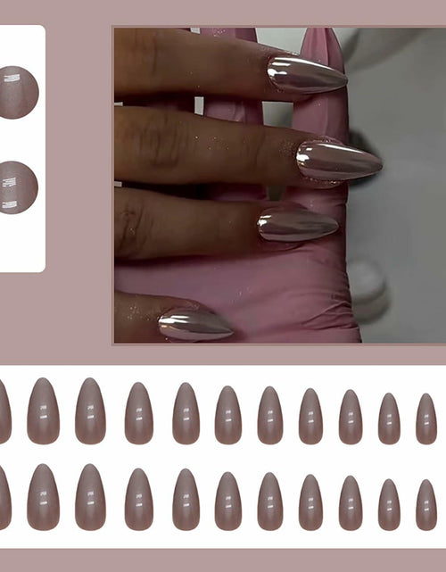 Load image into Gallery viewer, 24 Pcs Almond Medium White Acrylic Press On Nails Glitter Full Cover
