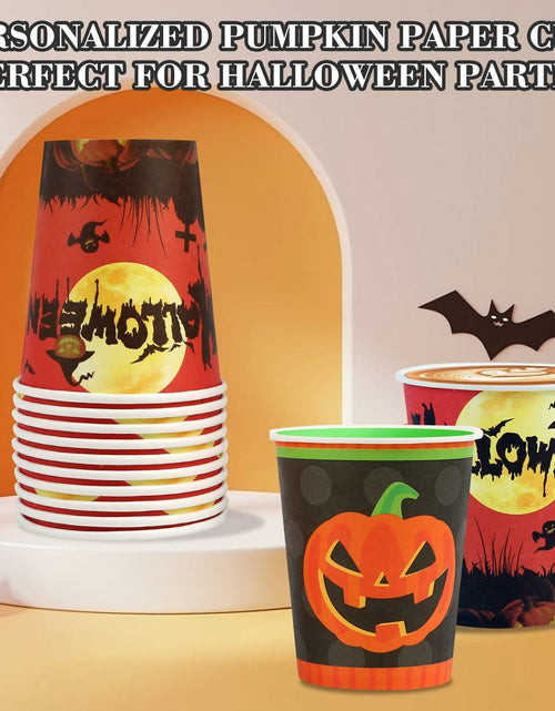 Load image into Gallery viewer, Crumya Pumpkin Disposable Paper Cups 9oz Halloween Party Supplies 40pcs
