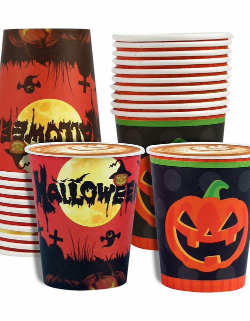 Load image into Gallery viewer, Crumya Pumpkin Disposable Paper Cups 9oz Halloween Party Supplies 40pcs
