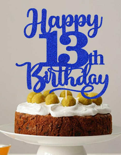 Load image into Gallery viewer, Sleyberoy Happy 16th Birthday Cake Topper Glitter Deep Blue 1 PCS
