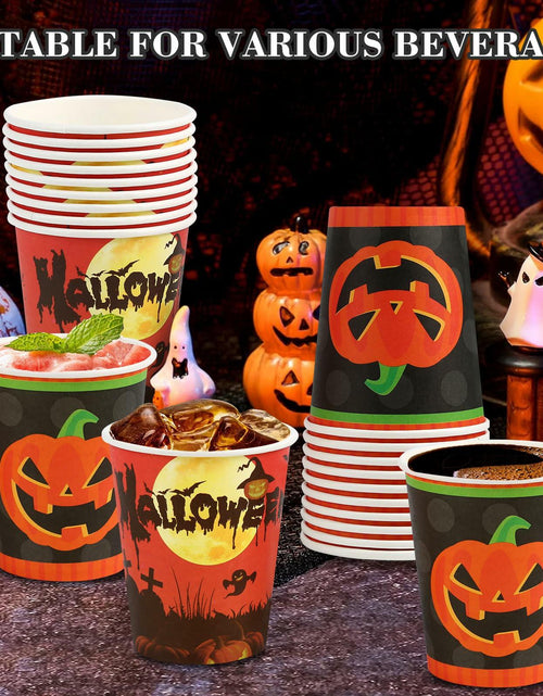 Load image into Gallery viewer, Crumya Pumpkin Disposable Paper Cups 9oz Halloween Party Supplies 40pcs
