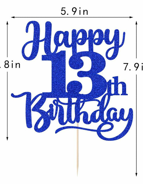 Load image into Gallery viewer, Sleyberoy Happy 16th Birthday Cake Topper Glitter Deep Blue 1 PCS
