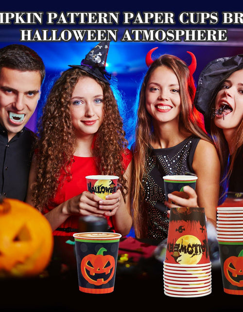 Load image into Gallery viewer, Crumya Pumpkin Disposable Paper Cups 9oz Halloween Party Supplies 40pcs
