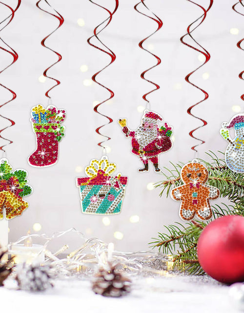 Load image into Gallery viewer, Diamond Art Hanging Swirl Decorations Xmas Gingerbread Snowman 6Pcs
