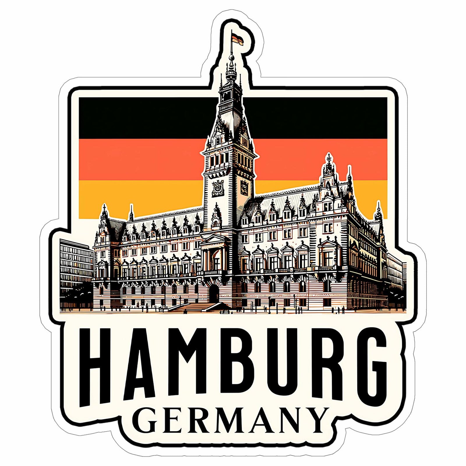 Hamburg Germany Travel Sticker 4 Inch Waterproof Vinyl Decal Durable
