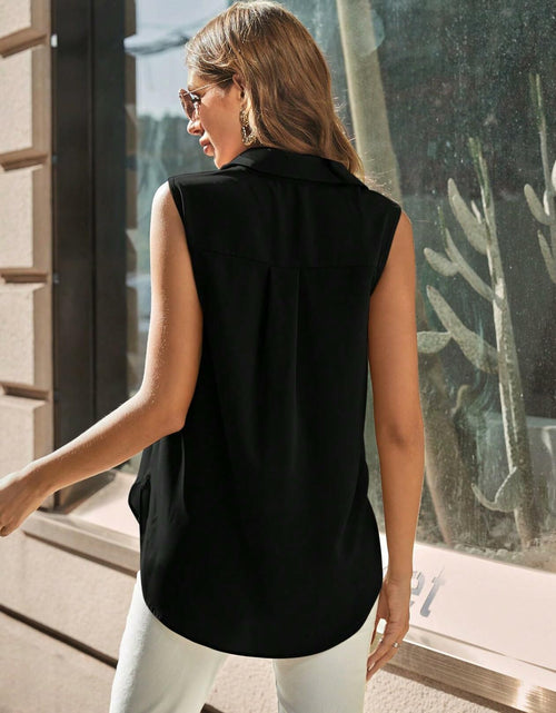 Load image into Gallery viewer, SweatyRocks Women's Dressy Collar Sleeveless Button Down Blouse Black Size S
