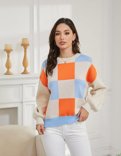 Load image into Gallery viewer, LISILONG Women's Ribbed Knit Sweater Long Sleeve multicolor Pullover Size S
