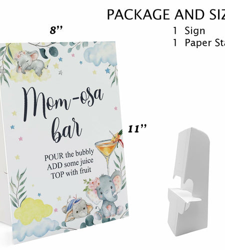 Calf Elephant Momosa Bar Sign Party Wedding Birthday Bridal Shower Decor