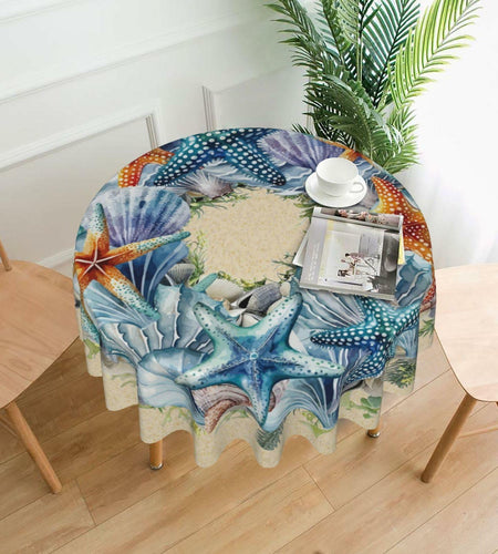 YETTA YANG Scandinavian Gnome Christmas Waterproof 60in Round Tablecloth