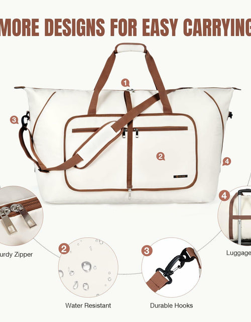 Load image into Gallery viewer, Travel Duffel Bag Women 80L Lightweight Water Resistant Foldable Beige
