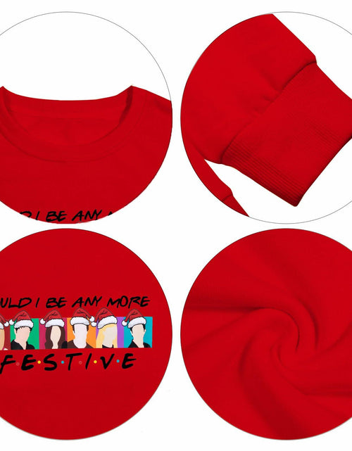 Load image into Gallery viewer, FASHGL Christmas Friends Sweatshirt Women Red Long Sleeve Tee Size L
