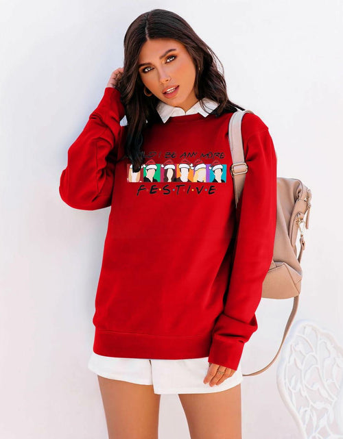 Load image into Gallery viewer, FASHGL Christmas Friends Sweatshirt Women Red Long Sleeve Tee Size L
