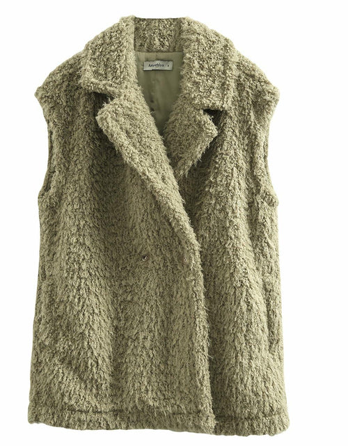 Load image into Gallery viewer, Amazhiyu Womens Faux Fur Waistcoat Vest Laurel Green Size M

