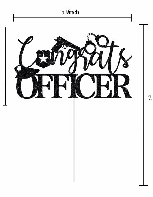 Load image into Gallery viewer, Congrats Officer Cake Topper 2025 Police Graduation Black Glitter
