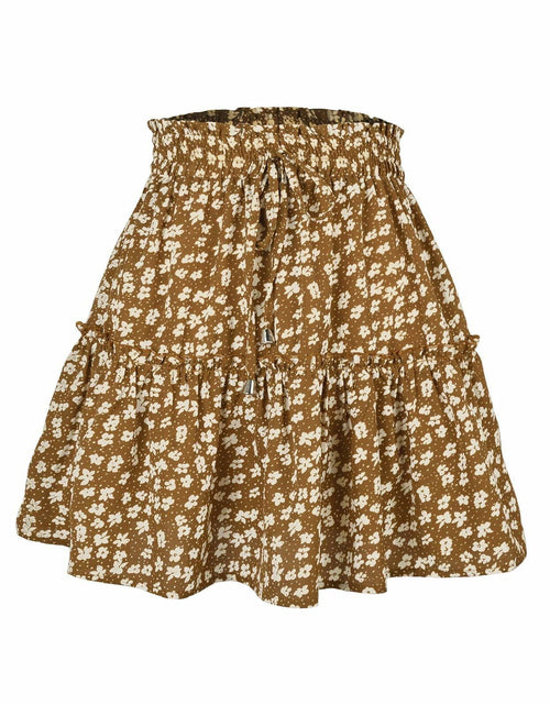 Load image into Gallery viewer, Women's Summer High Waist Drawstring Mini Skirt Casual Flowy Boho Size L
