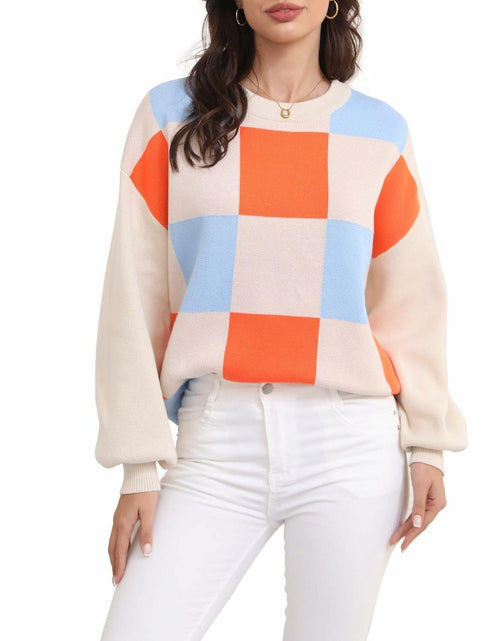 Load image into Gallery viewer, LISILONG Women's Ribbed Knit Sweater Long Sleeve multicolor Pullover Size S
