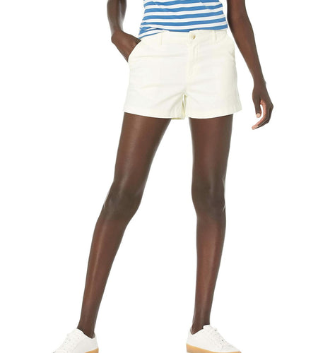 Essentials Women's Mid-Rise Slim-Fit 3.5 Inch Shorts Cream Size 14