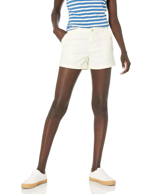 Load image into Gallery viewer, Essentials Women's Mid-Rise Slim-Fit 3.5 Inch Shorts Cream Size 14
