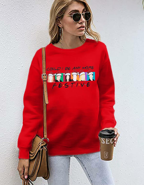 Load image into Gallery viewer, FASHGL Christmas Friends Sweatshirt Women Red Long Sleeve Tee Size L
