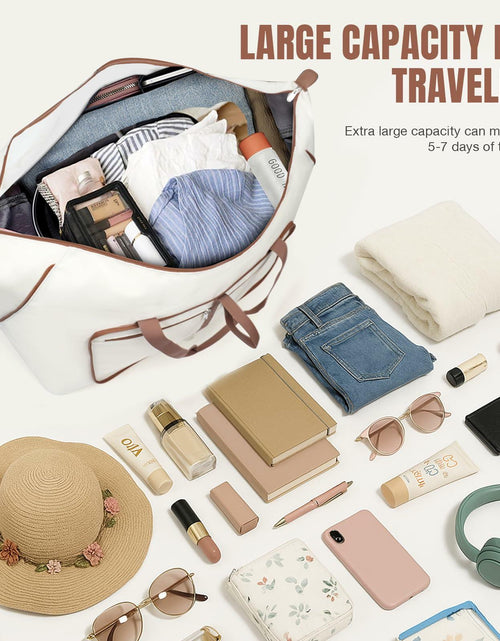 Load image into Gallery viewer, Travel Duffel Bag Women 80L Lightweight Water Resistant Foldable Beige
