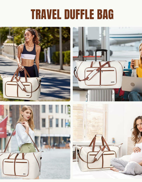 Load image into Gallery viewer, Travel Duffel Bag Women 80L Lightweight Water Resistant Foldable Beige
