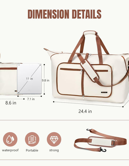 Load image into Gallery viewer, Travel Duffel Bag Women 80L Lightweight Water Resistant Foldable Beige

