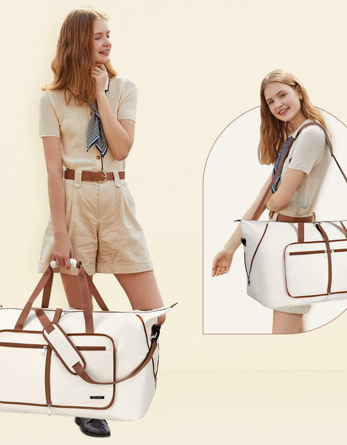 Load image into Gallery viewer, Travel Duffel Bag Women 80L Lightweight Water Resistant Foldable Beige
