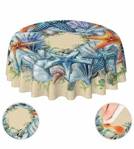 YETTA YANG Scandinavian Gnome Christmas Waterproof 60in Round Tablecloth