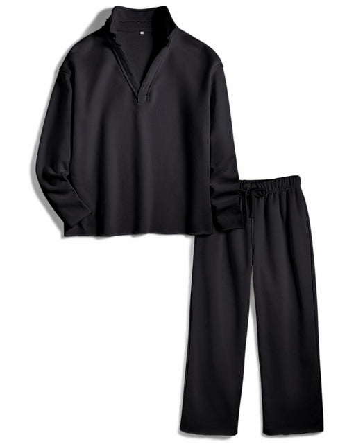 Load image into Gallery viewer, Yioaga Women Tracksuit 2 Piece Set Pullover Sweatshirt Sweatpants Black Size L

