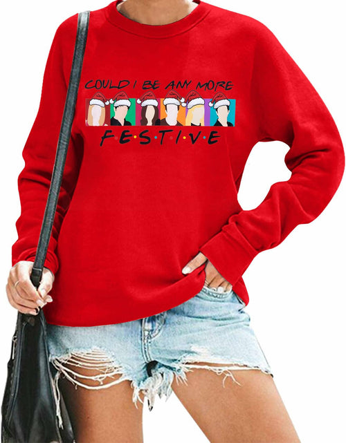 Load image into Gallery viewer, FASHGL Christmas Friends Sweatshirt Women Red Long Sleeve Tee Size L
