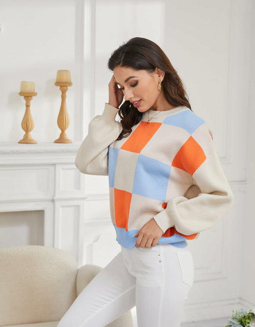 Load image into Gallery viewer, LISILONG Women's Ribbed Knit Sweater Long Sleeve multicolor Pullover Size S
