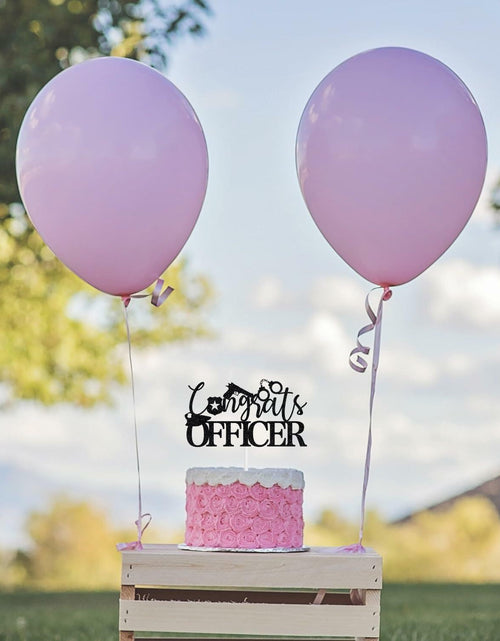 Load image into Gallery viewer, Congrats Officer Cake Topper 2025 Police Graduation Black Glitter
