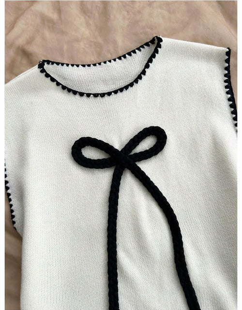 Load image into Gallery viewer, Verdusa Women’s Sleeveless Sweater Vest Bow Knit Tank Top White S
