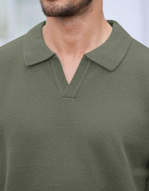 Load image into Gallery viewer, Herberton Men's Polo Sweater Pullover V Neck Long Sleeve Grey Size L
