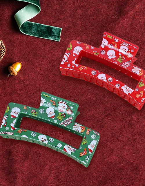 Load image into Gallery viewer, 2PCS Christmas Santa Hair Claw Clips for Women Red &amp; Green Hair Accessories
