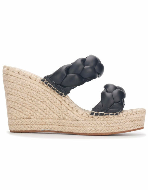 Load image into Gallery viewer, Kenneth Cole New York Olivia Braid Wedge Sandal Black Size 6
